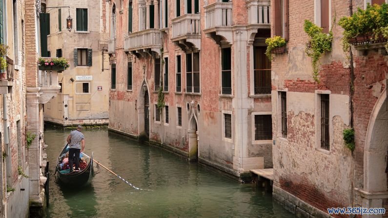 Man power: They continued to Venice where they found the greenest form of transport of all: gondolas.